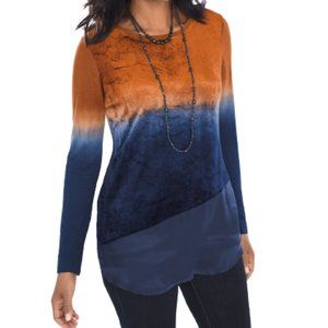 Zenergy Tunic Dip Dye Ombre Velour Rust Blue Med